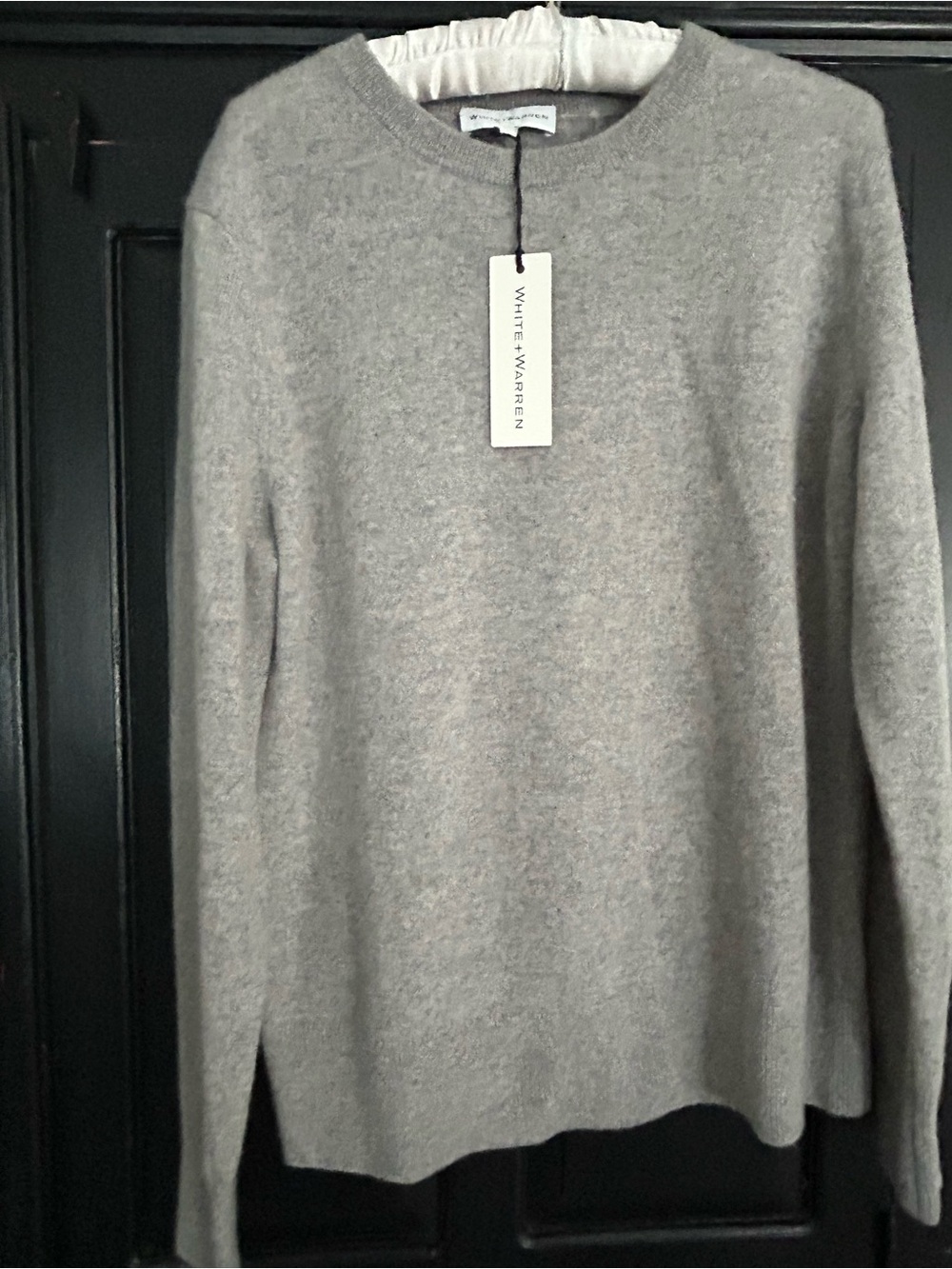 White+Warren Sandwisp Heather Cashmere Classic Crewneck Sweater, Size Large